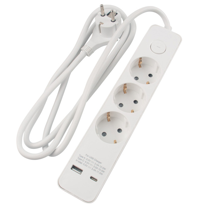 Grenuttag 3-vägs m/USB Elworks